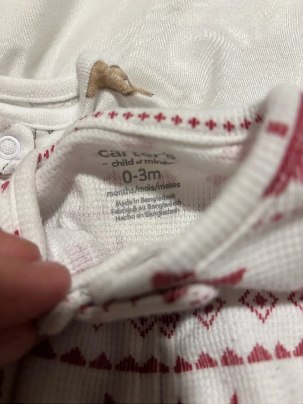 Carter's Set of 5 Kids Pajamas- Beige, White, Red, Light Blue, Navy, Green 0-3 M